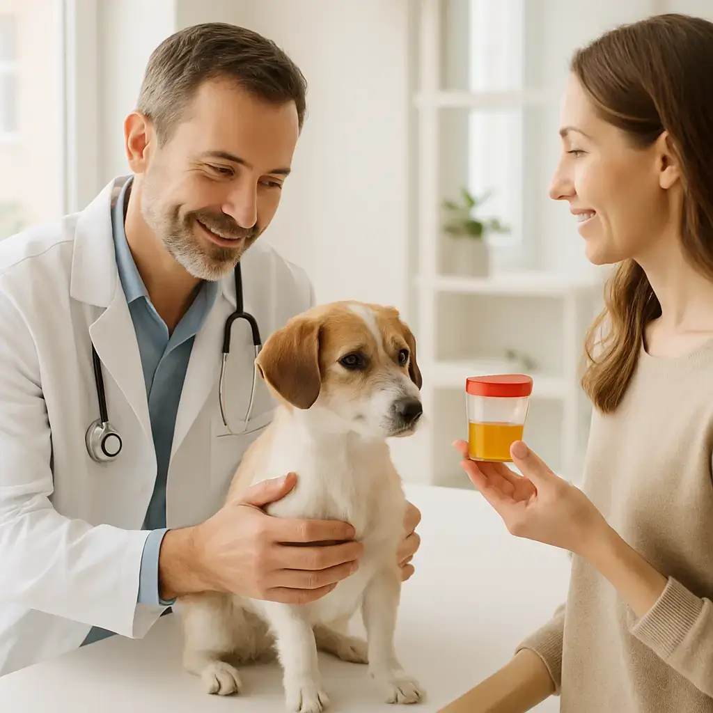 Giardien Hund Test beim Tierarzt mit Sammelkotprobe und Laboruntersuchung